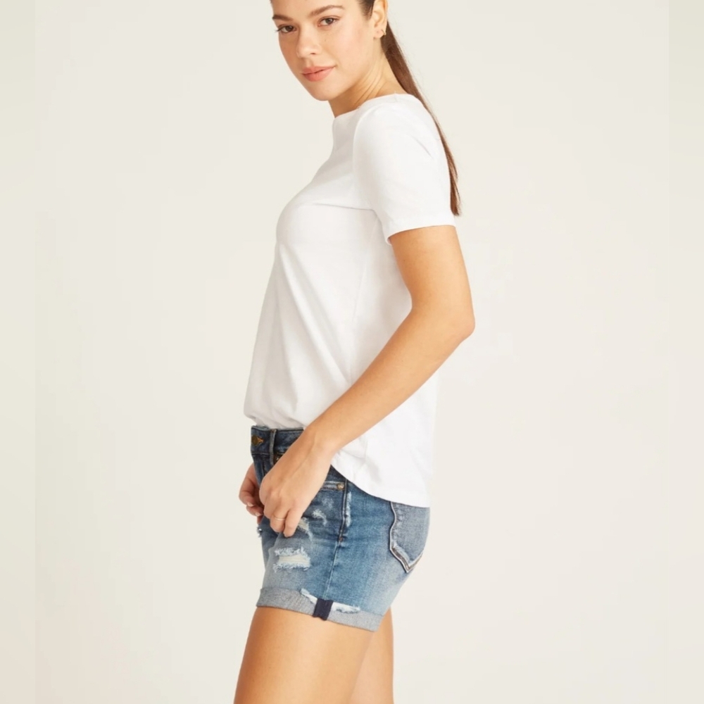 VIGOSS Marley Midrise Double Cuff Short - Distresses Dark wash size 26 - Picture 2 of 14